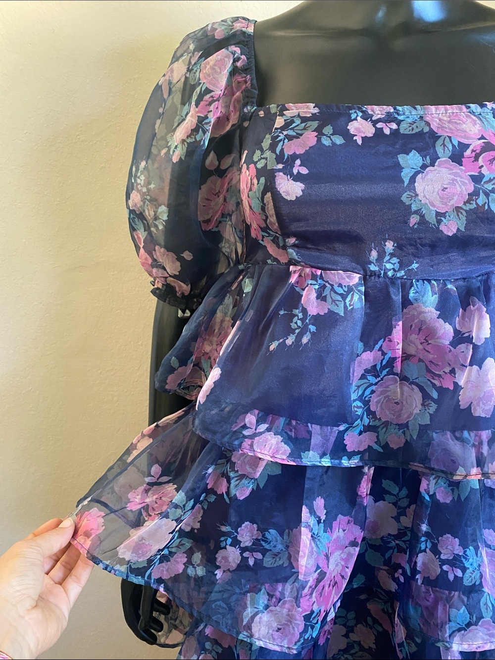Altar'd State Navy Smocked Bodice Floral Dress - Picture 11 of 13